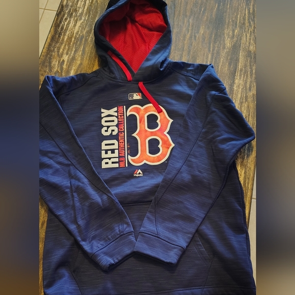Majestic Other - Majestic Blue and Red Pocket Pullover Hoodie with Boston Red Sox Logo Size M